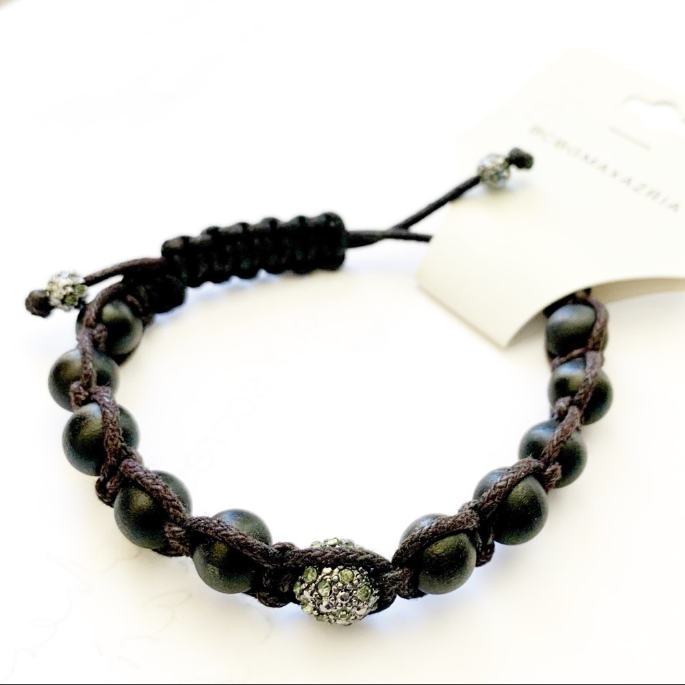 BCBG BRACELET BUDDHIST BEAD DARK BROWN WOOD BOHO STYLE